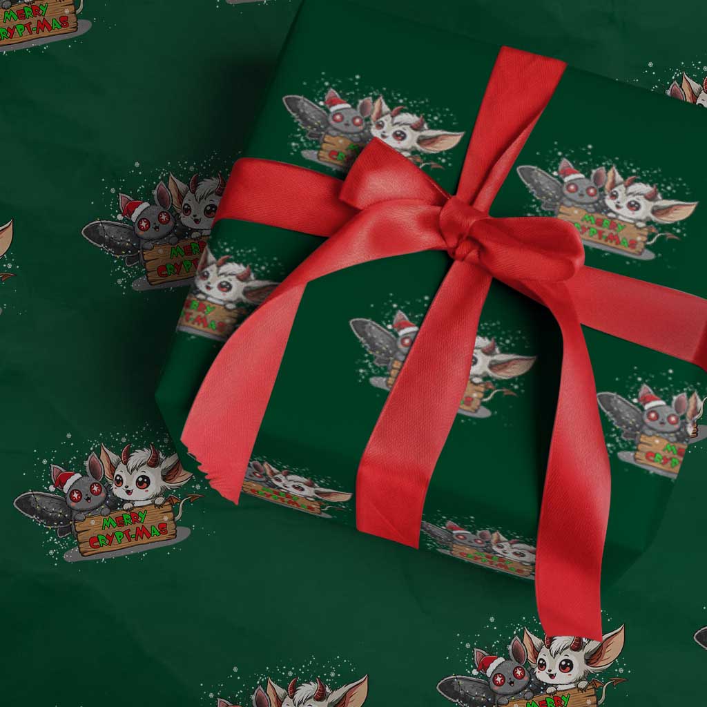 Mothman And Jersey Devil Wrapping Paper Roll Merry Cryptmas Funny Holiday Gift TS12 Green Print Your Wear