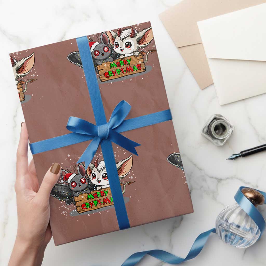 Mothman And Jersey Devil Wrapping Paper Roll Merry Cryptmas Funny Holiday Gift TS12 Mocha Print Your Wear