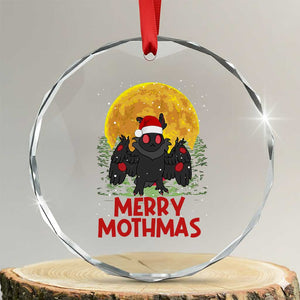 Mothman Christmas Crystal Glass Ornament Funny Merry Mothmas Cryptid Xmas Santa TS02 Transparent Glass 3'' Circle Print Your Wear
