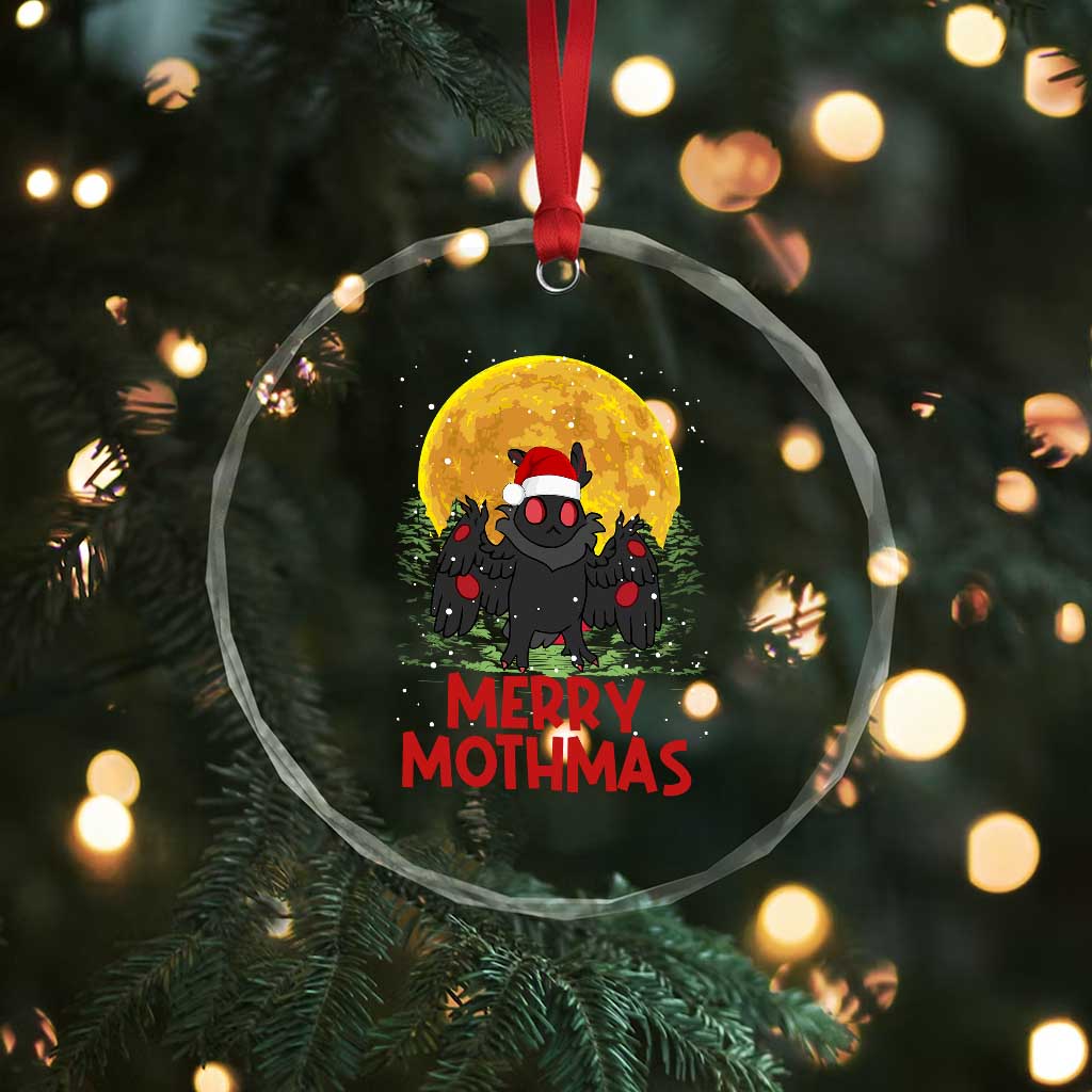 Mothman Christmas Crystal Glass Ornament Funny Merry Mothmas Cryptid Xmas Santa TS02 Print Your Wear