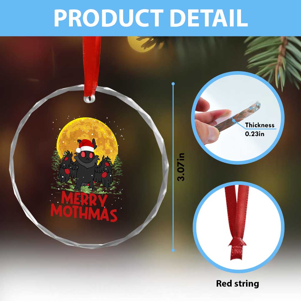 Mothman Christmas Crystal Glass Ornament Funny Merry Mothmas Cryptid Xmas Santa TS02 Print Your Wear