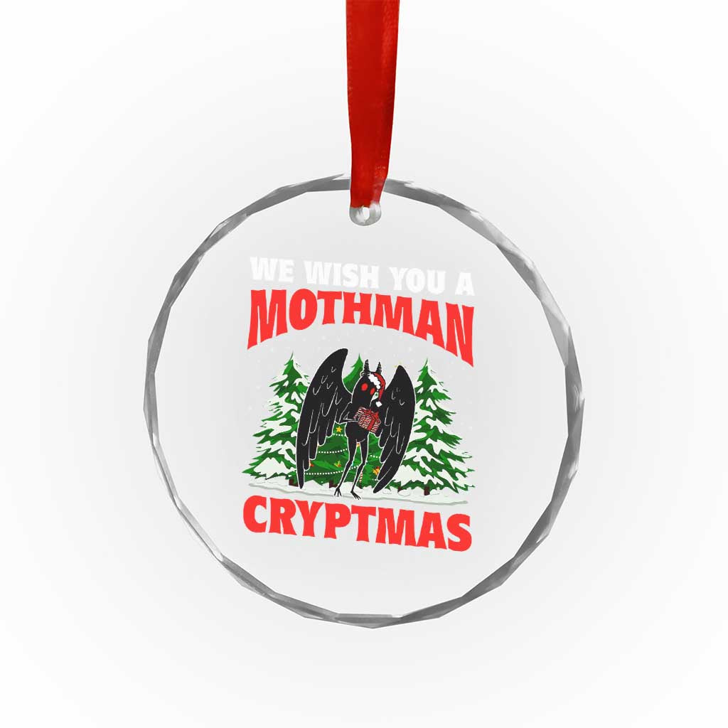 Mothman Christmas Crystal Glass Ornament We Wish You A Mothman Cryptmas Cryptid Cryptidcore TS02 Print Your Wear