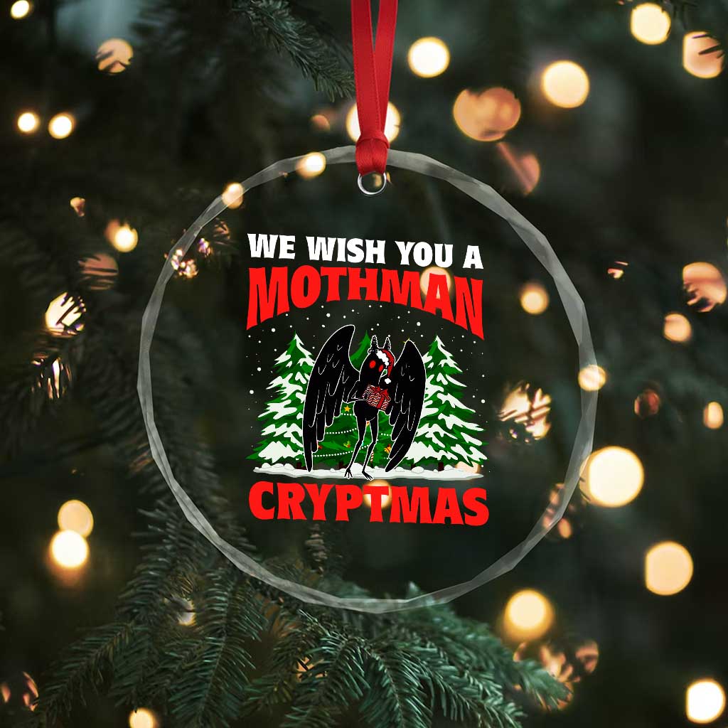 Mothman Christmas Crystal Glass Ornament We Wish You A Mothman Cryptmas Cryptid Cryptidcore TS02 Print Your Wear