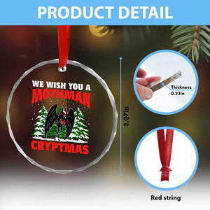 Mothman Christmas Crystal Glass Ornament We Wish You A Mothman Cryptmas Cryptid Cryptidcore TS02 Print Your Wear