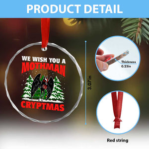 Mothman Christmas Crystal Glass Ornament We Wish You A Mothman Cryptmas Cryptid Cryptidcore TS02 Print Your Wear