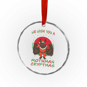 Mothman Christmas Crystal Glass Ornament We Wish You A Mothman Cryptmas Funny Christmas Gift TS12 Transparent Glass 3'' Circle Print Your Wear