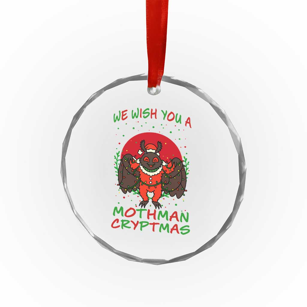 Mothman Christmas Crystal Glass Ornament We Wish You A Mothman Cryptmas Funny Christmas Gift TS12 Print Your Wear