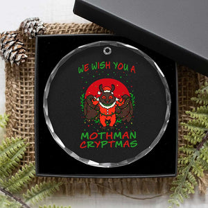 Mothman Christmas Crystal Glass Ornament We Wish You A Mothman Cryptmas Funny Christmas Gift TS12 Print Your Wear