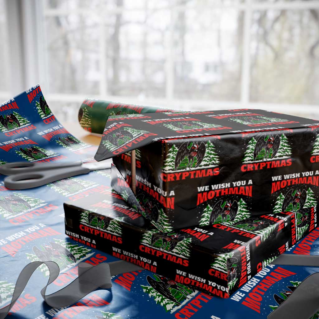 Mothman Christmas Wrapping Paper Roll We Wish You A Mothman Cryptmas Cryptid Cryptidcore TS02 Black Print Your Wear