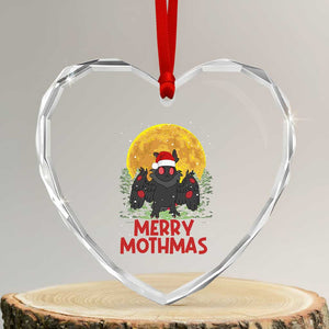 Mothman Christmas Heart Crystal Glass Ornament Funny Merry Mothmas Cryptid Xmas Santa TS02 Transparent Glass 3'' Heart Print Your Wear