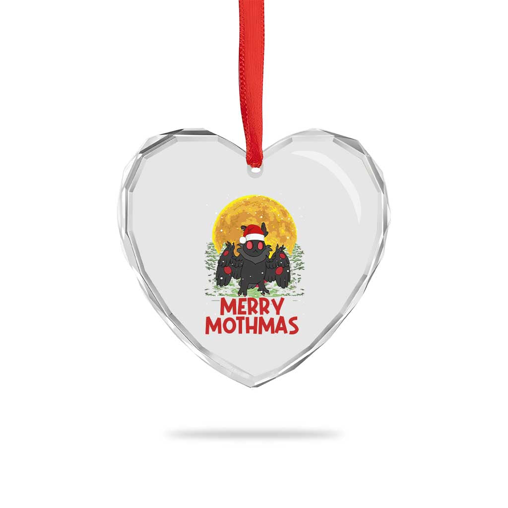 Mothman Christmas Heart Crystal Glass Ornament Funny Merry Mothmas Cryptid Xmas Santa TS02 Print Your Wear