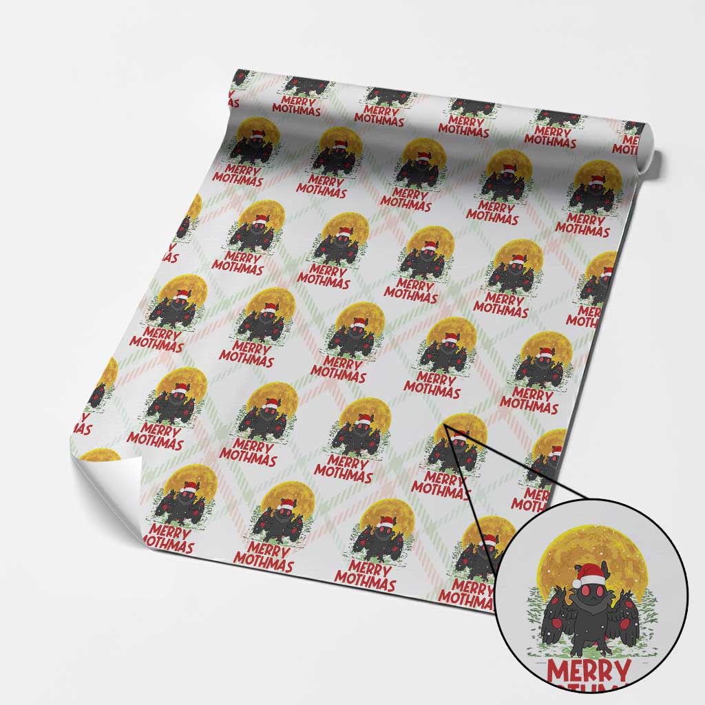 Mothman Christmas Wrapping Paper Roll Funny Merry Mothmas Cryptid Xmas Santa TS02 Christmas Plaid Print Your Wear
