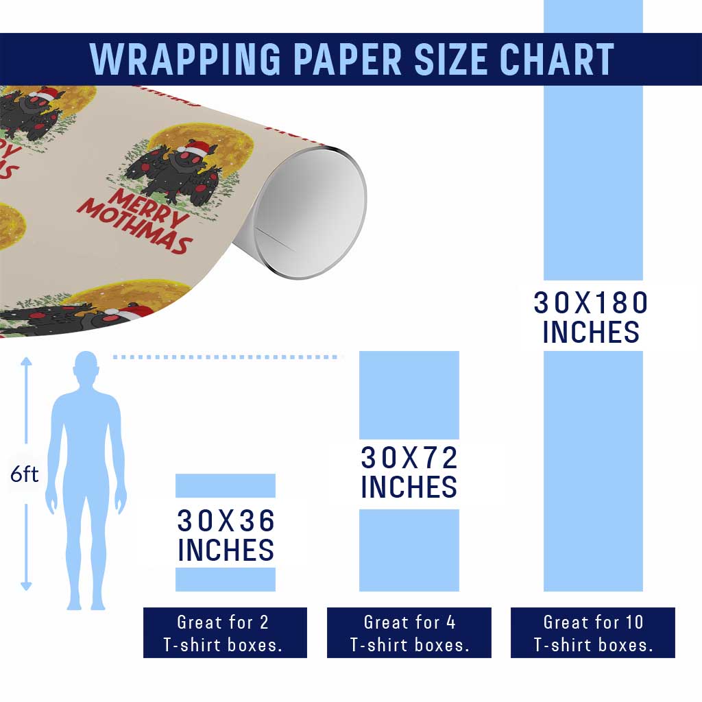 Mothman Christmas Wrapping Paper Roll Funny Merry Mothmas Cryptid Xmas Santa TS02 Print Your Wear