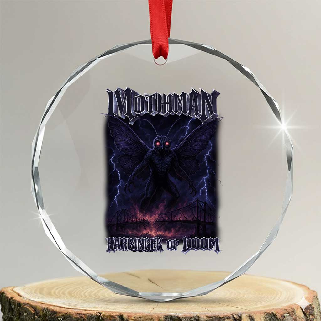 Mothman Crystal Glass Ornament Black Bridge Folk Horror Cryptid Fan TS10 Transparent Glass 3'' Circle Print Your Wear