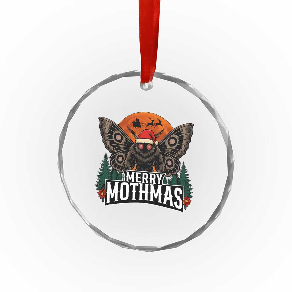 Mothman Crystal Glass Ornament Holiday Humor Merry Mothmas Cryptid Gift TS12 Transparent Glass 3'' Circle Print Your Wear