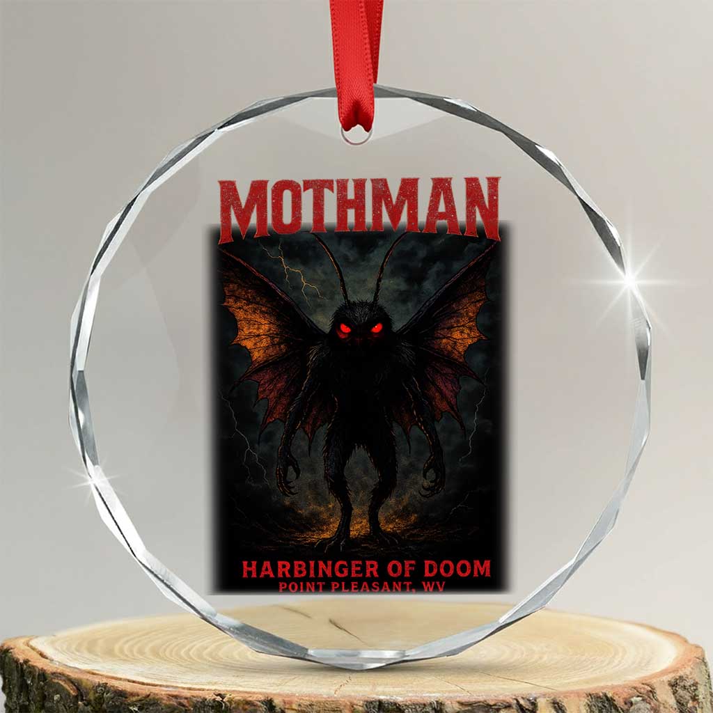 Mothman Crystal Glass Ornament Horror Harbinger of Doom Urban Myth Cryptid Creature TS10 Transparent Glass 3'' Circle Print Your Wear