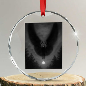 Mothman Crystal Glass Ornament Horror Poster Halloween Cryptid Lover TS10 Transparent Glass 3'' Circle Print Your Wear