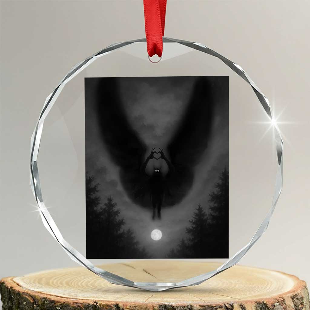 Mothman Crystal Glass Ornament Horror Poster Halloween Cryptid Lover TS10 Transparent Glass 3'' Circle Print Your Wear