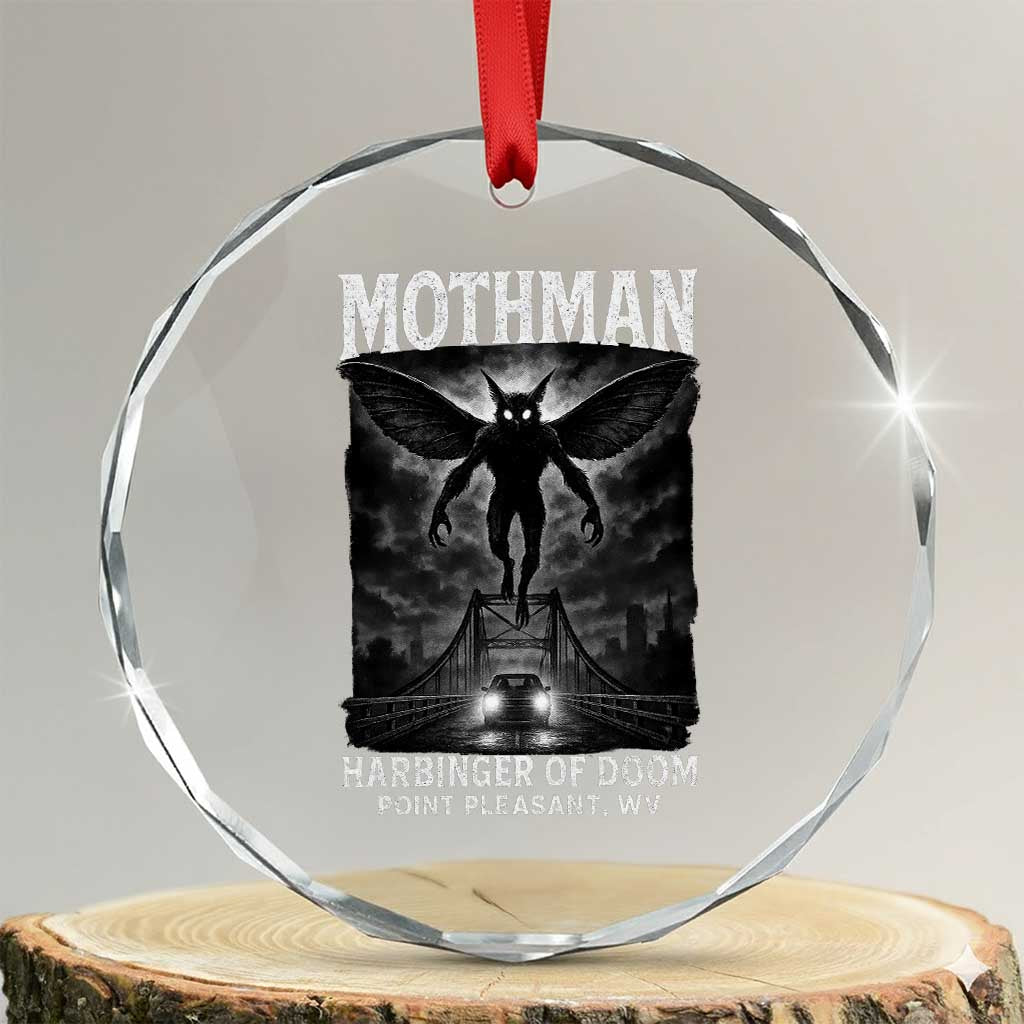 Mothman Crystal Glass Ornament Horror Poster Halloween Harbinger of Doom Cryptid Creature TS10 Transparent Glass 3'' Circle Print Your Wear