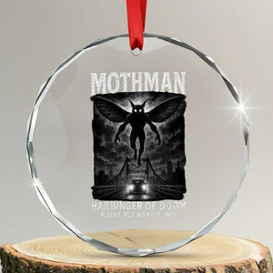 Mothman Crystal Glass Ornament Horror Poster Halloween Harbinger of Doom Cryptid Creature TS10 Transparent Glass 3'' Circle Print Your Wear