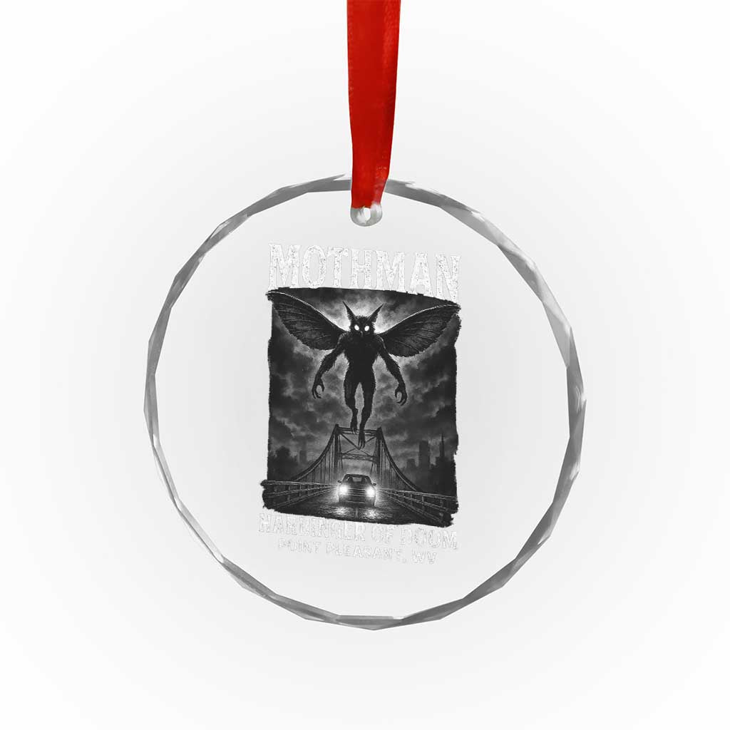 Mothman Crystal Glass Ornament Horror Poster Halloween Harbinger of Doom Cryptid Creature TS10 Transparent Glass 3'' Circle Print Your Wear