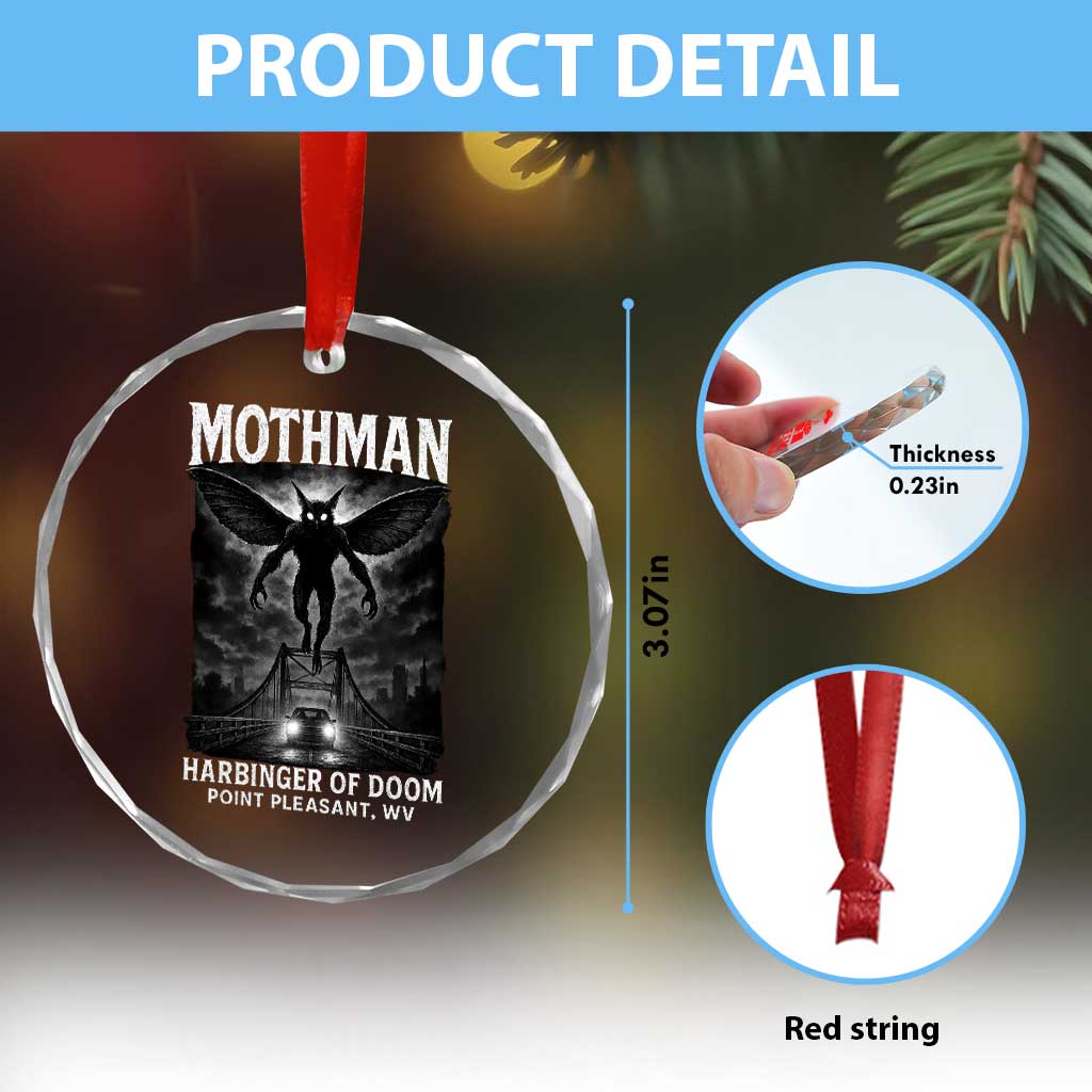 Mothman Crystal Glass Ornament Horror Poster Halloween Harbinger of Doom Cryptid Creature TS10 Print Your Wear
