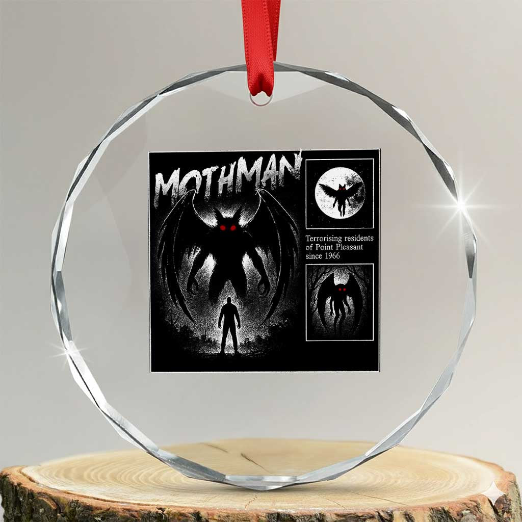 Mothman Crystal Glass Ornament Retro Horror Manga Urban Myth Cryptid Creature TS10 Transparent Glass 3'' Circle Print Your Wear
