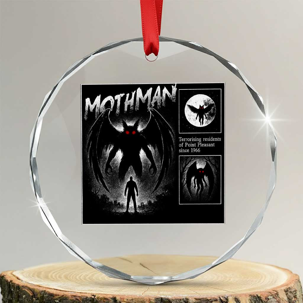 Mothman Crystal Glass Ornament Retro Horror Manga Urban Myth Cryptid Creature TS10 Transparent Glass 3'' Circle Print Your Wear
