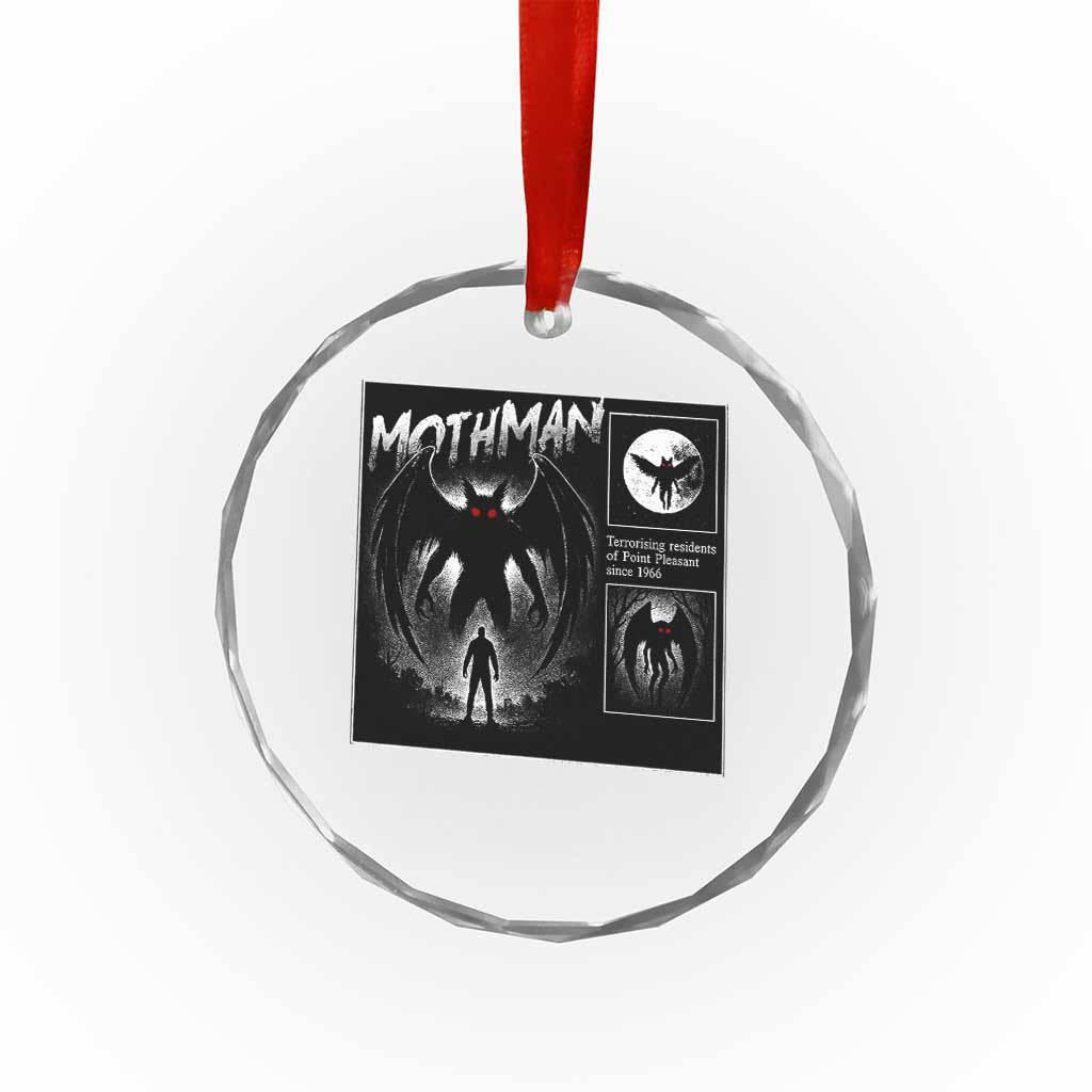 Mothman Crystal Glass Ornament Retro Horror Manga Urban Myth Cryptid Creature TS10 Transparent Glass 3'' Circle Print Your Wear