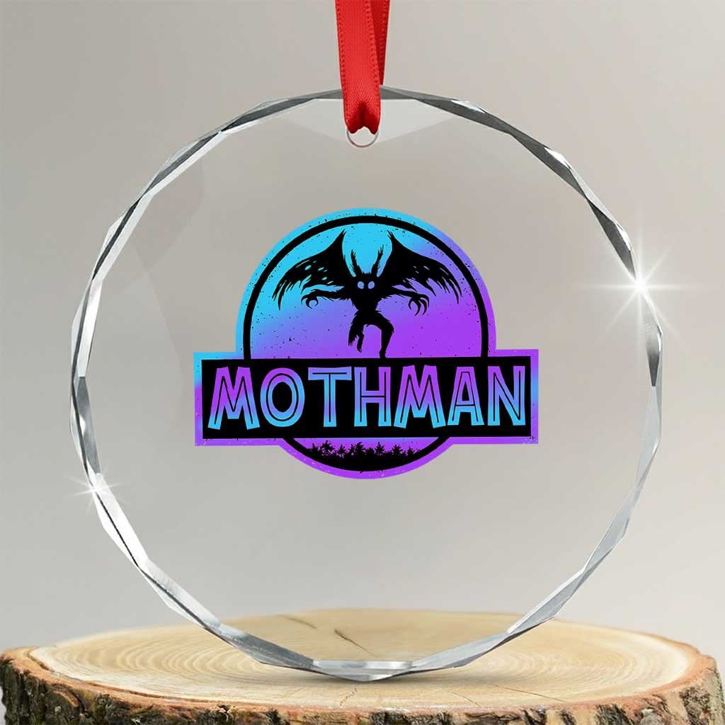 Mothman Crystal Glass Ornament Retro Neon Cryptid Paranormal Horror Monster TS10 Transparent Glass 3'' Circle Print Your Wear