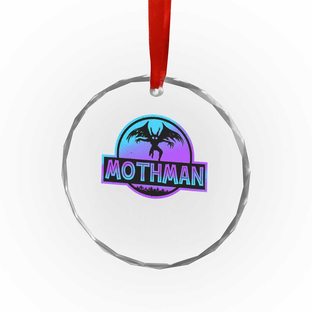 Mothman Crystal Glass Ornament Retro Neon Cryptid Paranormal Horror Monster TS10 Transparent Glass 3'' Circle Print Your Wear