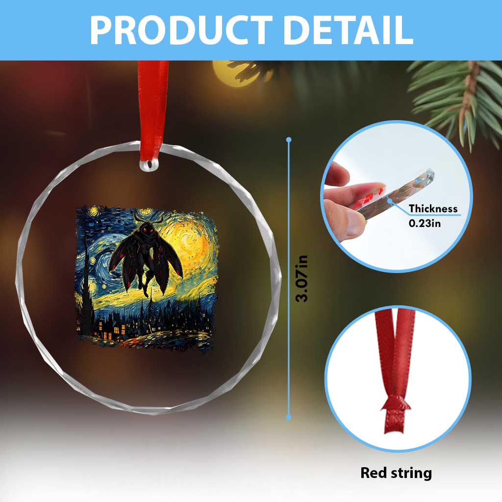 Mothman Crystal Glass Ornament Starry Night Van Gogh Cryptid Lover TS10 Print Your Wear
