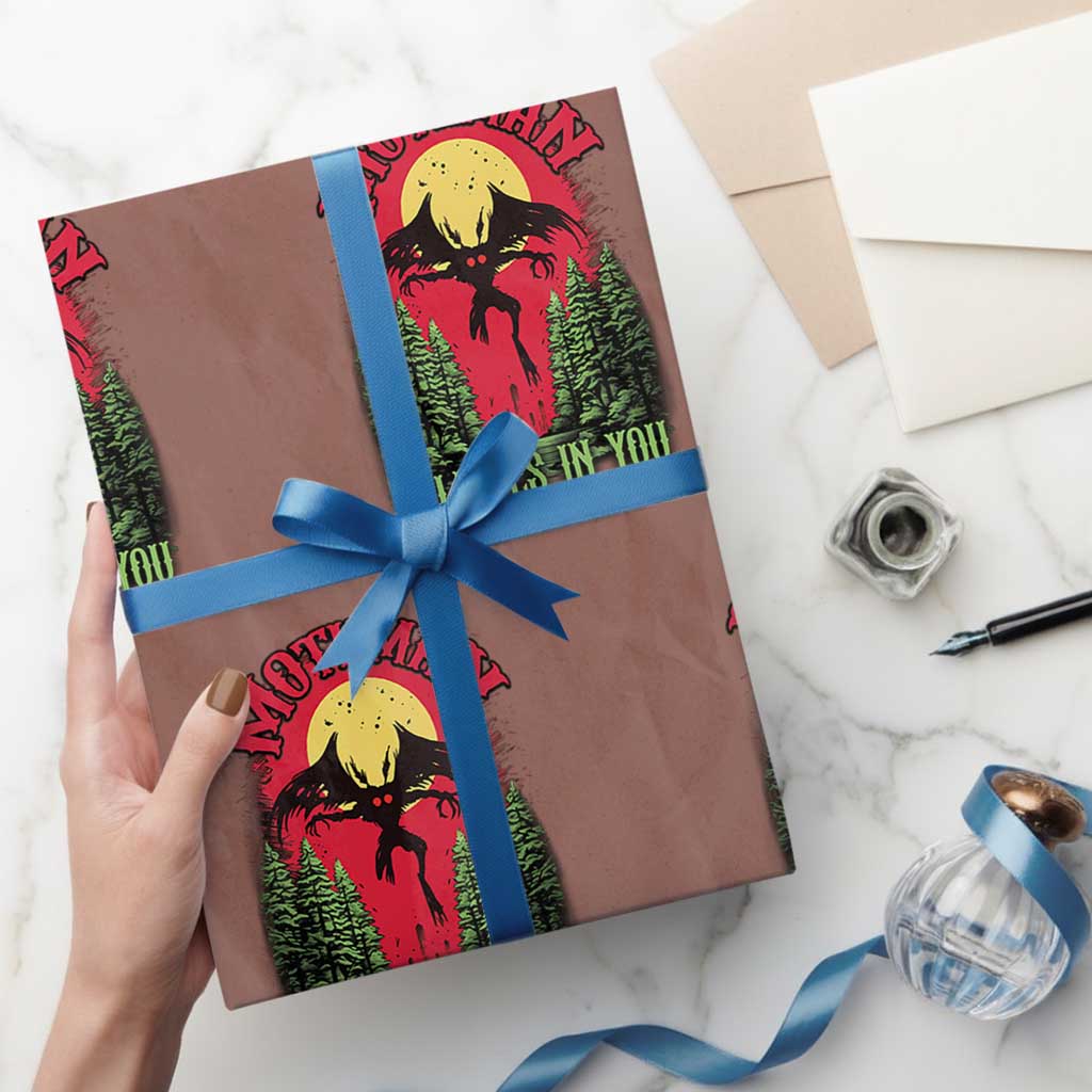 Mothman Wrapping Paper Roll Believes In You Cryptid Cryptozoology TS02 Mocha Print Your Wear