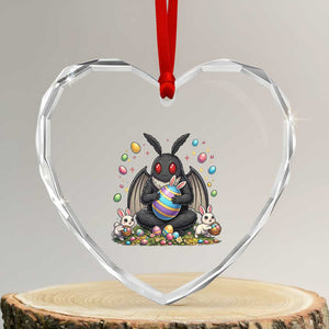 Mothman Easter Bunny Heart Crystal Glass Ornament Funny West Virginia Cryptid Lover Gift TS12 Transparent Glass 3'' Heart Print Your Wear