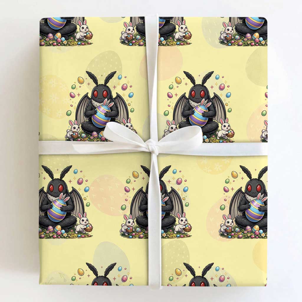 Mothman Easter Bunny Wrapping Paper Roll Funny West Virginia Cryptid Lover Gift TS12 Light Yellow Print Your Wear