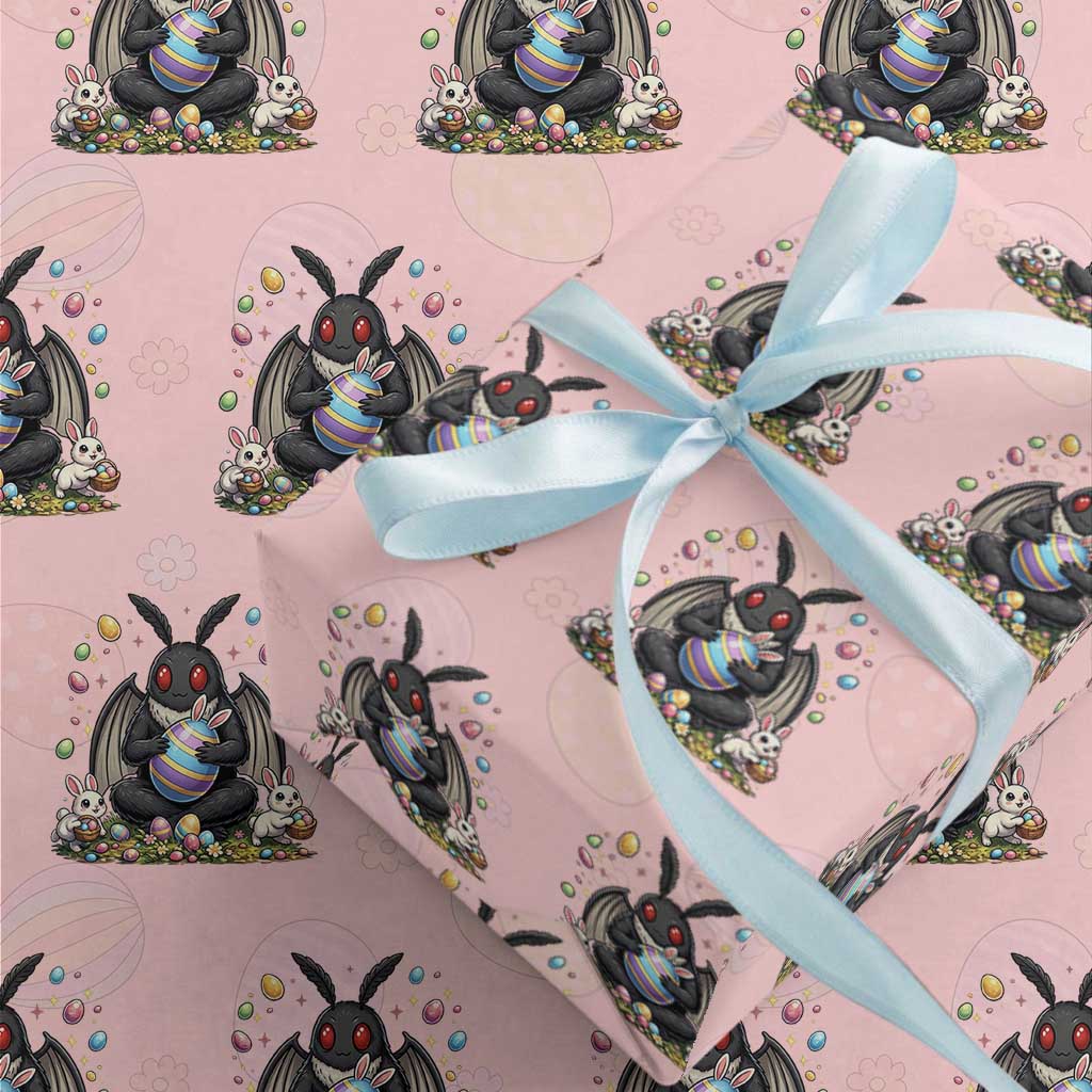 Mothman Easter Bunny Wrapping Paper Roll Funny West Virginia Cryptid Lover Gift TS12 Light Pink Print Your Wear