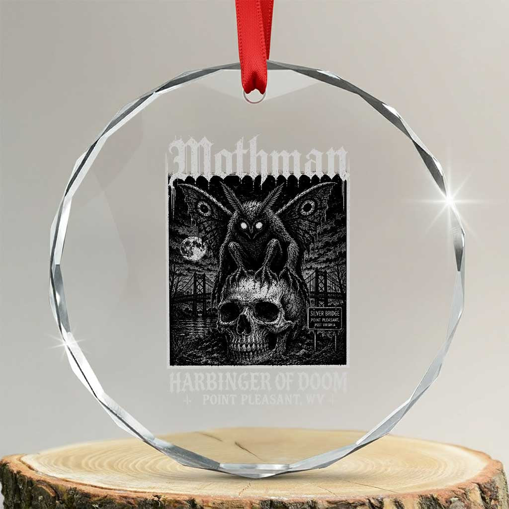 Mothman Harbinger of Doom Point Pleasant WV Crystal Glass Ornament Gothic Horror Cryptid Creature TS11 Transparent Glass 3'' Circle Print Your Wear