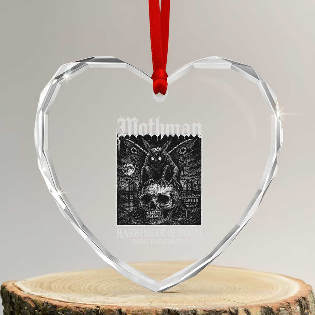 Mothman Harbinger of Doom Point Pleasant WV Heart Crystal Glass Ornament Gothic Horror Cryptid Creature