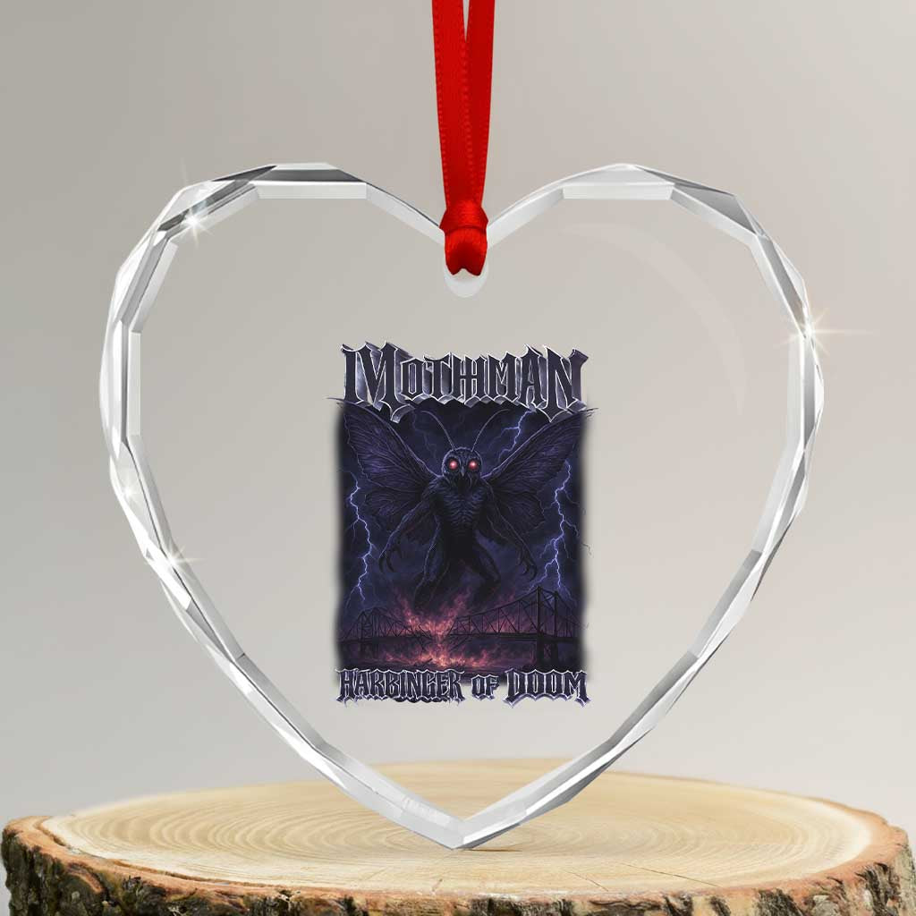 Mothman Heart Crystal Glass Ornament Black Bridge Folk Horror Cryptid Fan TS10 Transparent Glass 3'' Heart Print Your Wear