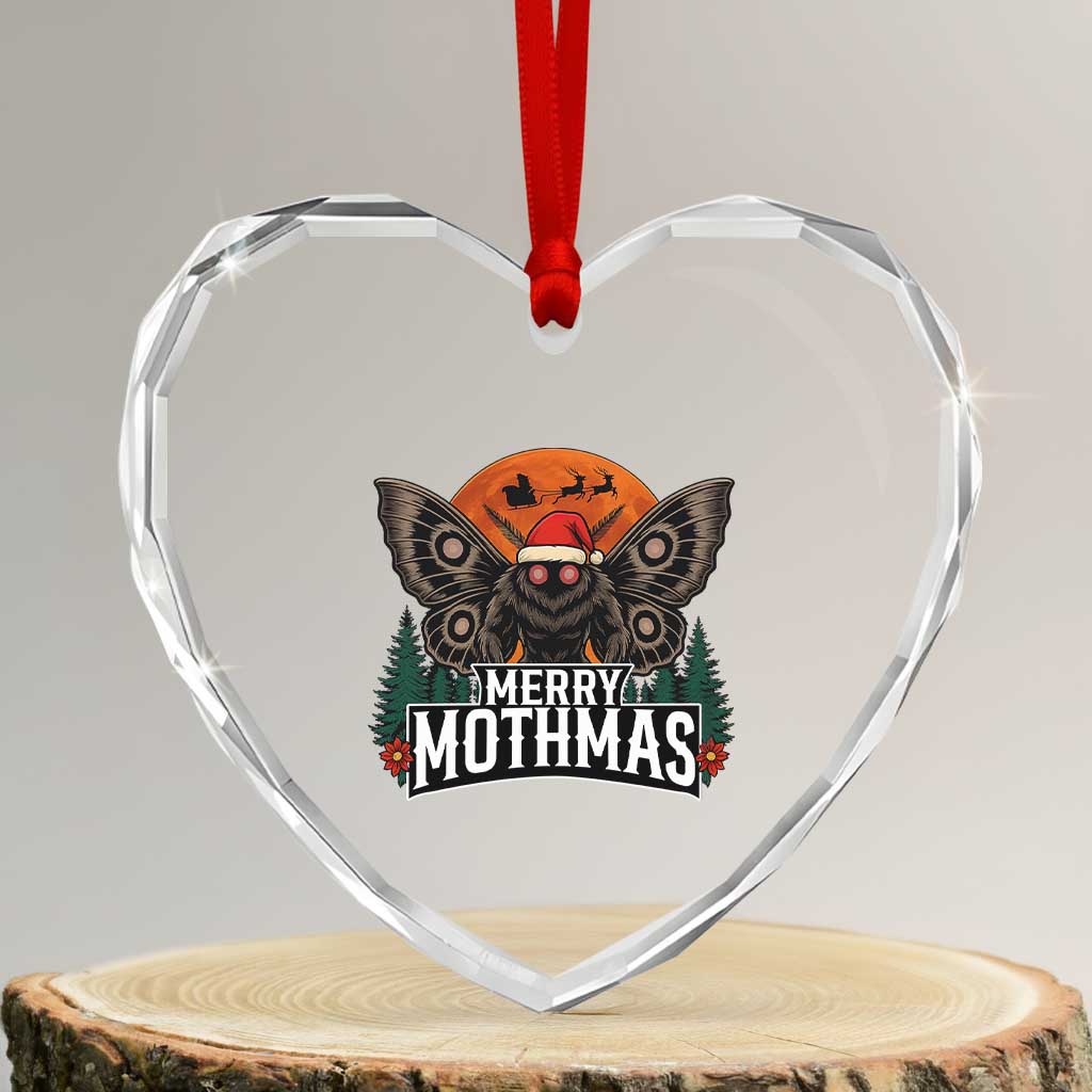 Mothman Heart Crystal Glass Ornament Holiday Humor Merry Mothmas Cryptid Gift TS12 Transparent Glass 3'' Heart Print Your Wear