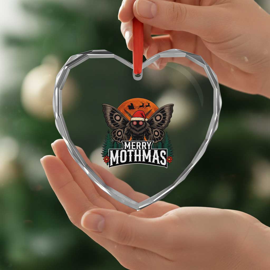 Mothman Heart Crystal Glass Ornament Holiday Humor Merry Mothmas Cryptid Gift TS12 Print Your Wear
