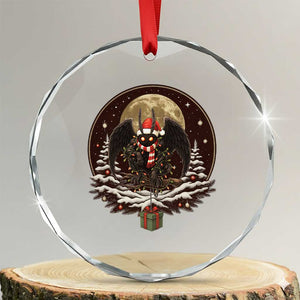 Mothman In Christmas Night Crystal Glass Ornament Funny Cryptid Gift TS12 Transparent Glass 3'' Circle Print Your Wear