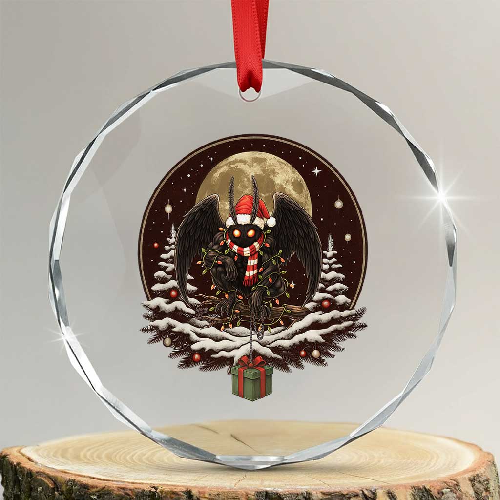 Mothman In Christmas Night Crystal Glass Ornament Funny Cryptid Gift TS12 Print Your Wear