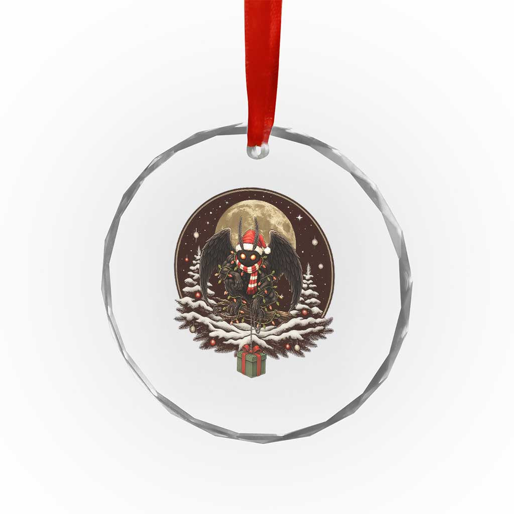 Mothman In Christmas Night Crystal Glass Ornament Funny Cryptid Gift TS12 Print Your Wear