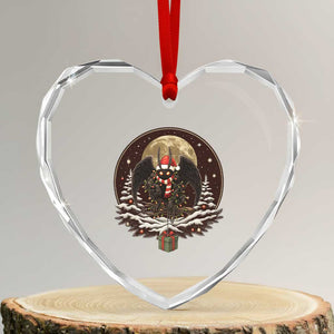 Mothman In Christmas Night Heart Crystal Glass Ornament Funny Cryptid Gift TS12 Transparent Glass 3'' Heart Print Your Wear