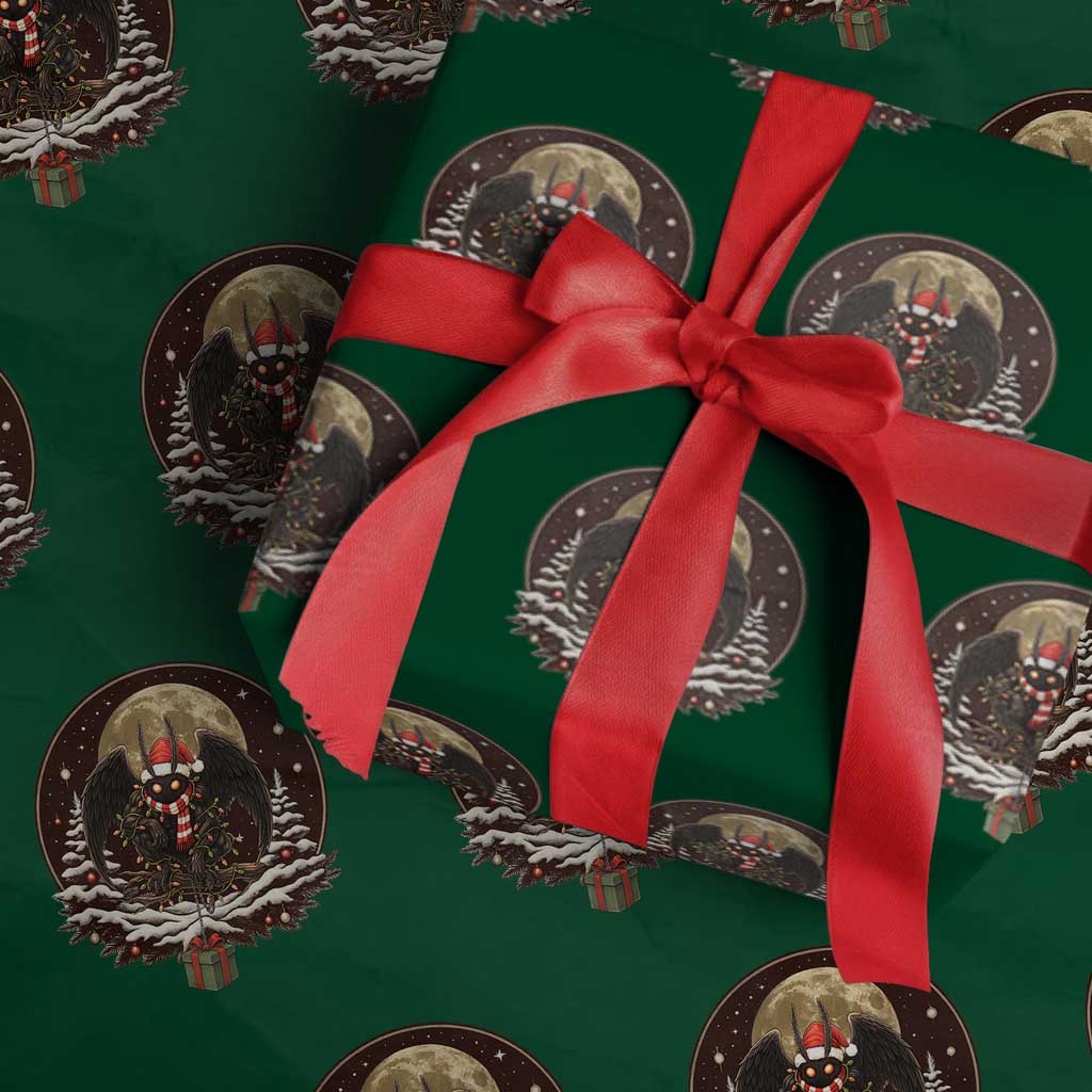 Mothman In Xmas Night Wrapping Paper Roll Funny Cryptid Gift TS12 Green Print Your Wear