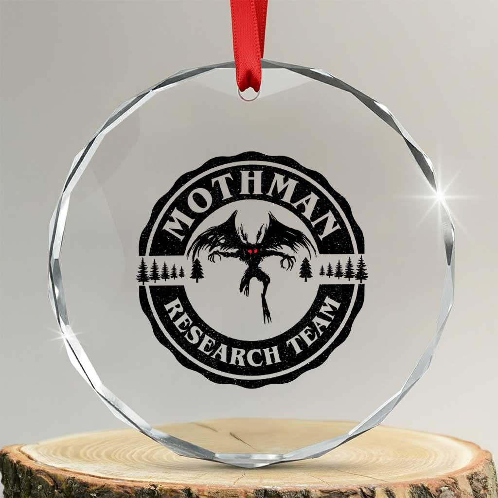 Mothman Research Team Crystal Glass Ornament Retro Vintage Cryptid Paranormal Horror Monster Hunter TS10 Transparent Glass 3'' Circle Print Your Wear