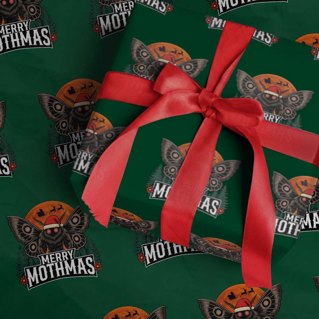 Mothman Wrapping Paper Roll Holiday Humor Merry Mothmas Cryptid Gift TS12 Green Print Your Wear
