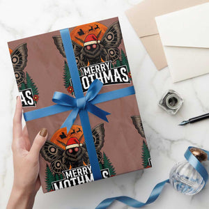 Mothman Wrapping Paper Roll Holiday Humor Merry Mothmas Cryptid Gift TS12 Mocha Print Your Wear