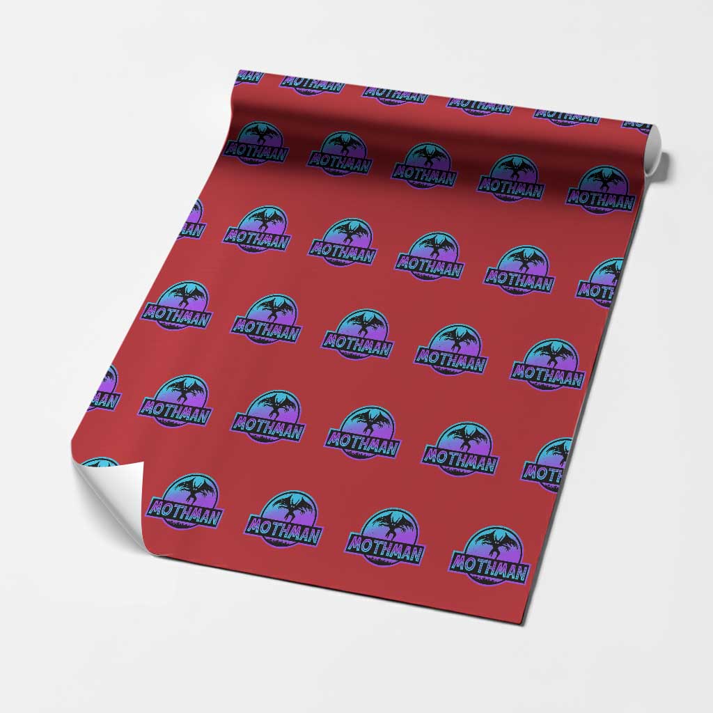 Mothman Wrapping Paper Roll Retro Neon Cryptid Paranormal Horror Monster TS10 Red Print Your Wear